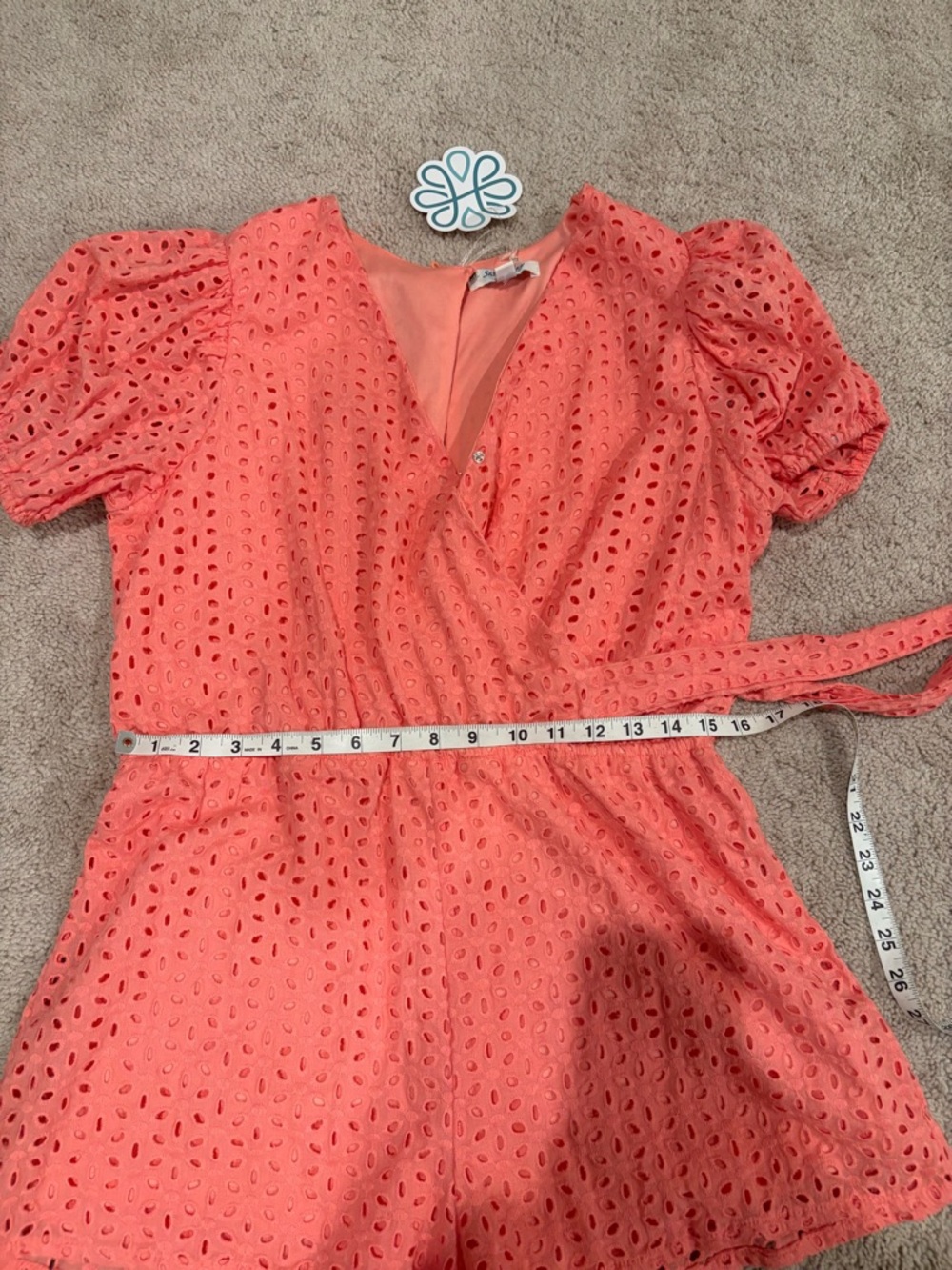 NWT Coral Eyelet Romper - Picture 5 of 6